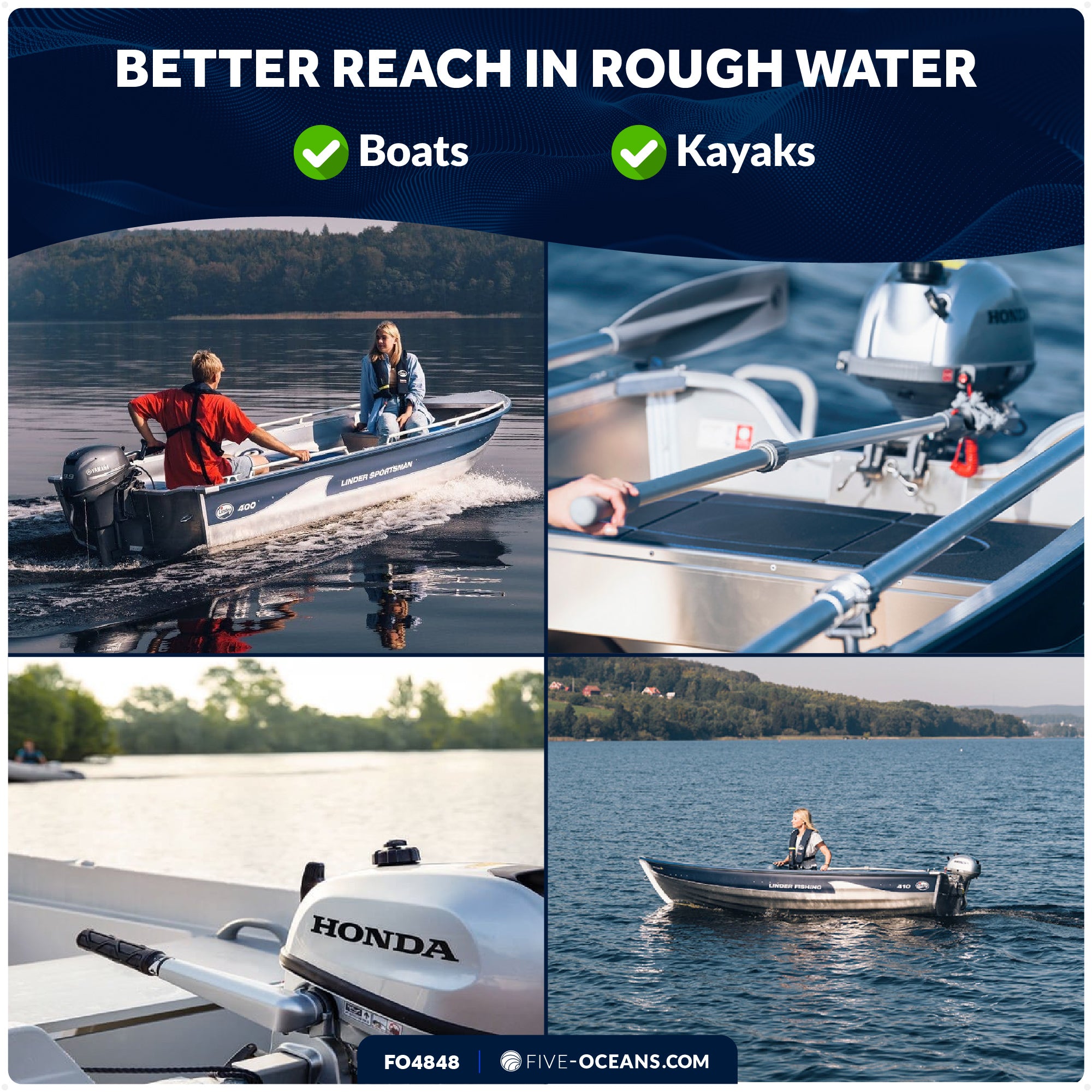 Tiller Extension Handle, 30" Fixed Length - FO4848 - Five Oceans