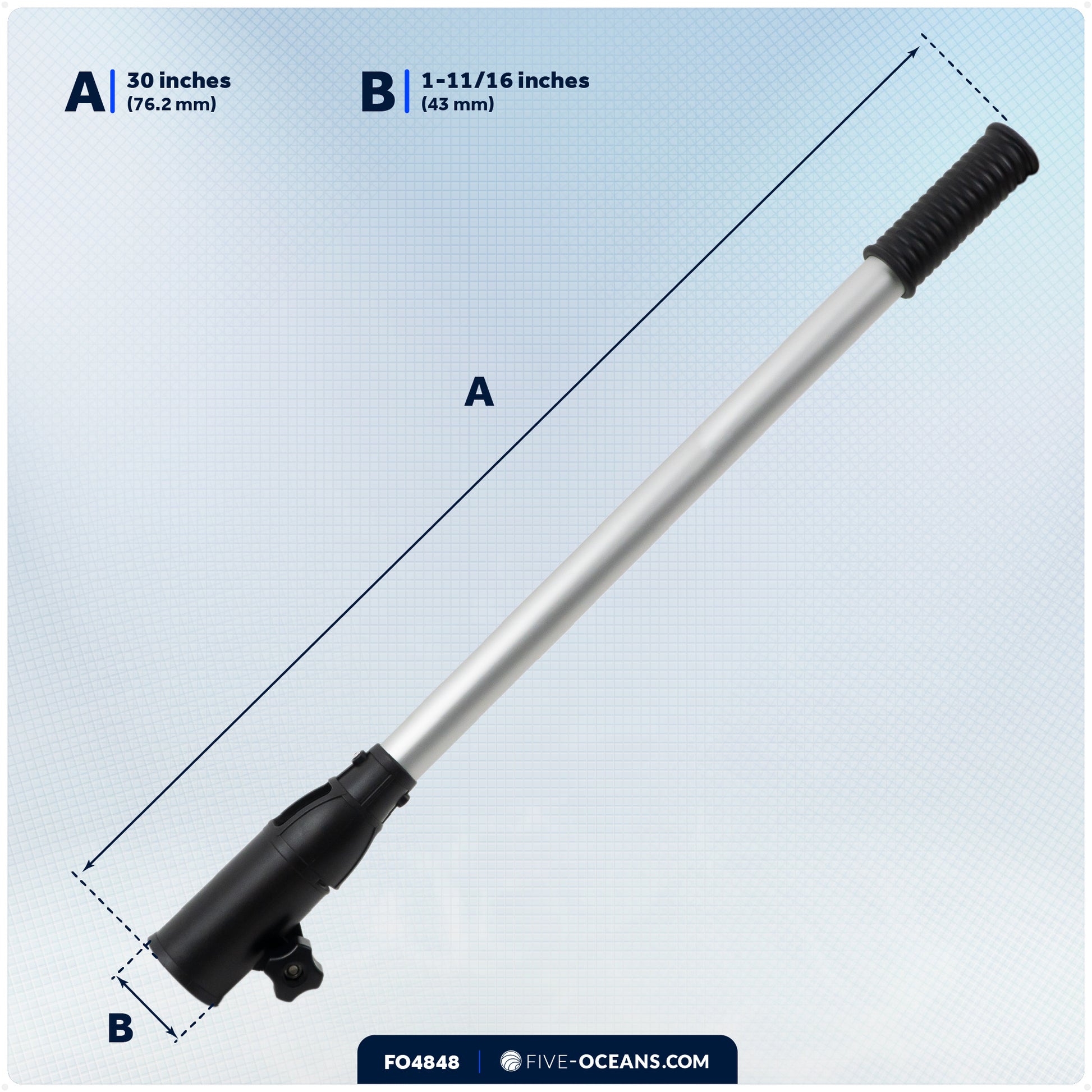 Tiller Extension Handle, 30" Fixed Length - FO4848 - Five Oceans