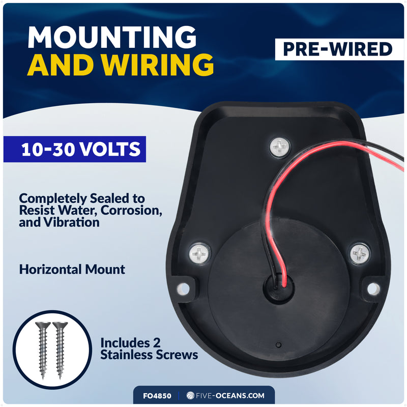 LED Bi-Color Navigation Light, Horizontal Mount, 12V DC, 2NM, Black