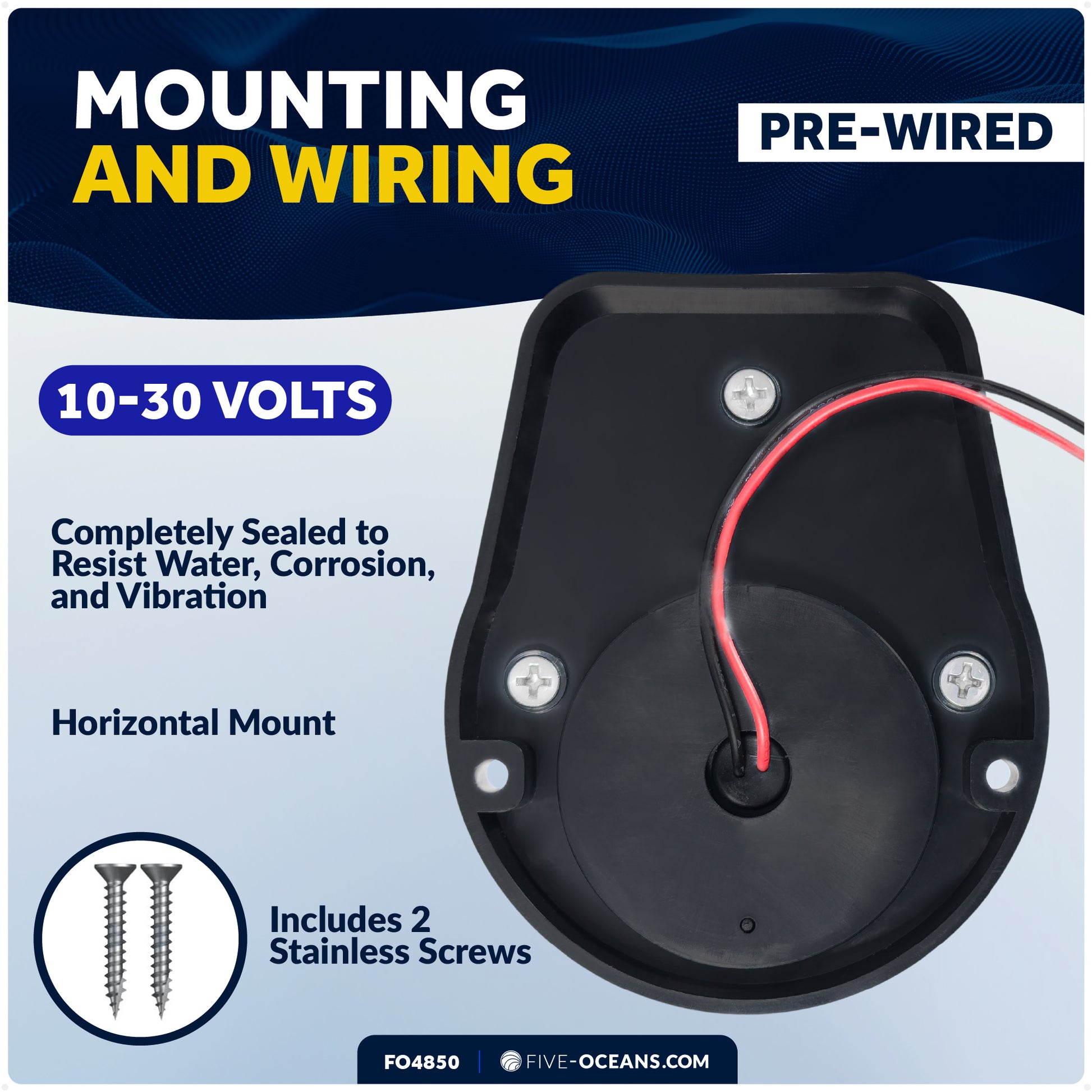 LED Bi-Color Navigation Light, Horizontal Mount, 12V DC, 2NM, Black - FO4850 - Five Oceans