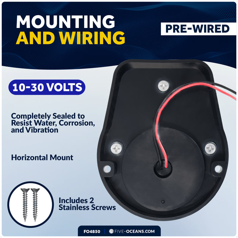 LED Bi-Color Navigation Light, Horizontal Mount, 12V DC, 2NM, Black - FO4850 - Five Oceans