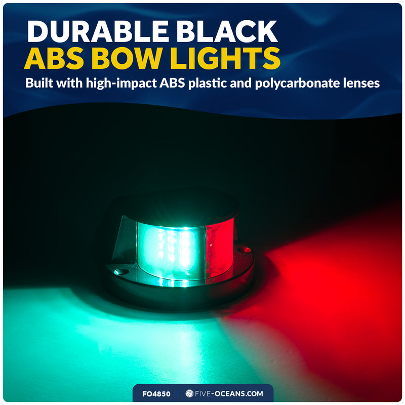 LED Bi-Color Navigation Light, Horizontal Mount, 12V DC, 2NM, Black