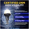 16" LED Anchor Navigation Light, Fold-Down, 12V DC - 2NM USCG Certified - Five Oceans