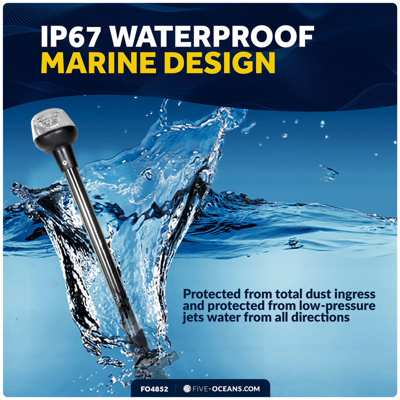16" LED Anchor Navigation Light, Fold-Down, 12V DC - 2NM USCG Certified - FO4852 - Five Oceans