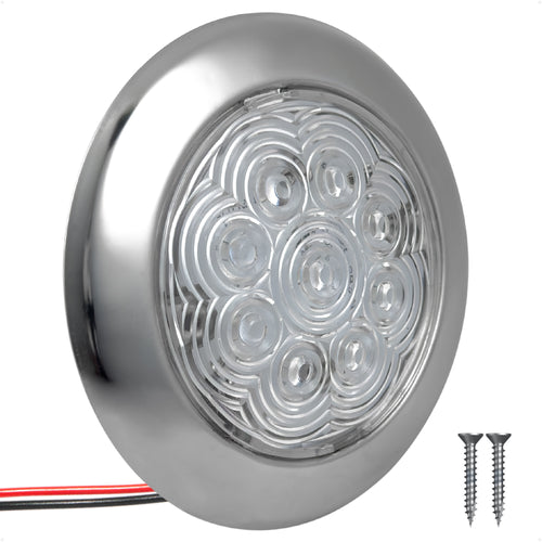 3-3/4" Surface-Mount LED Slim Dome / Ceiling Light, Warm White, Stainless Steel Housing, 12V