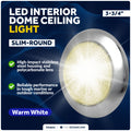 3-3/4" Surface-Mount LED Slim Dome / Ceiling Light, Warm White, Stainless Steel Housing, 12V - FO4854 - Five Oceans