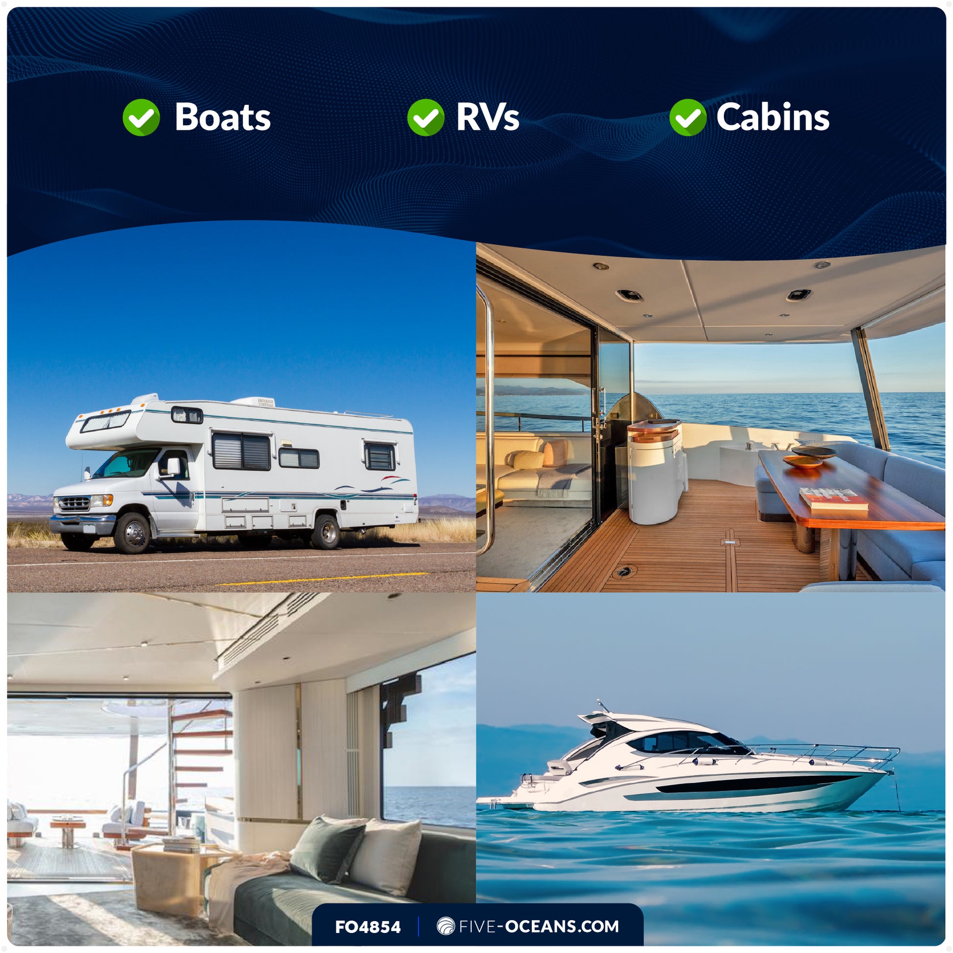 3-3/4" Surface-Mount LED Slim Dome / Ceiling Light, Warm White, Stainless Steel Housing, 12V - FO4854 - Five Oceans