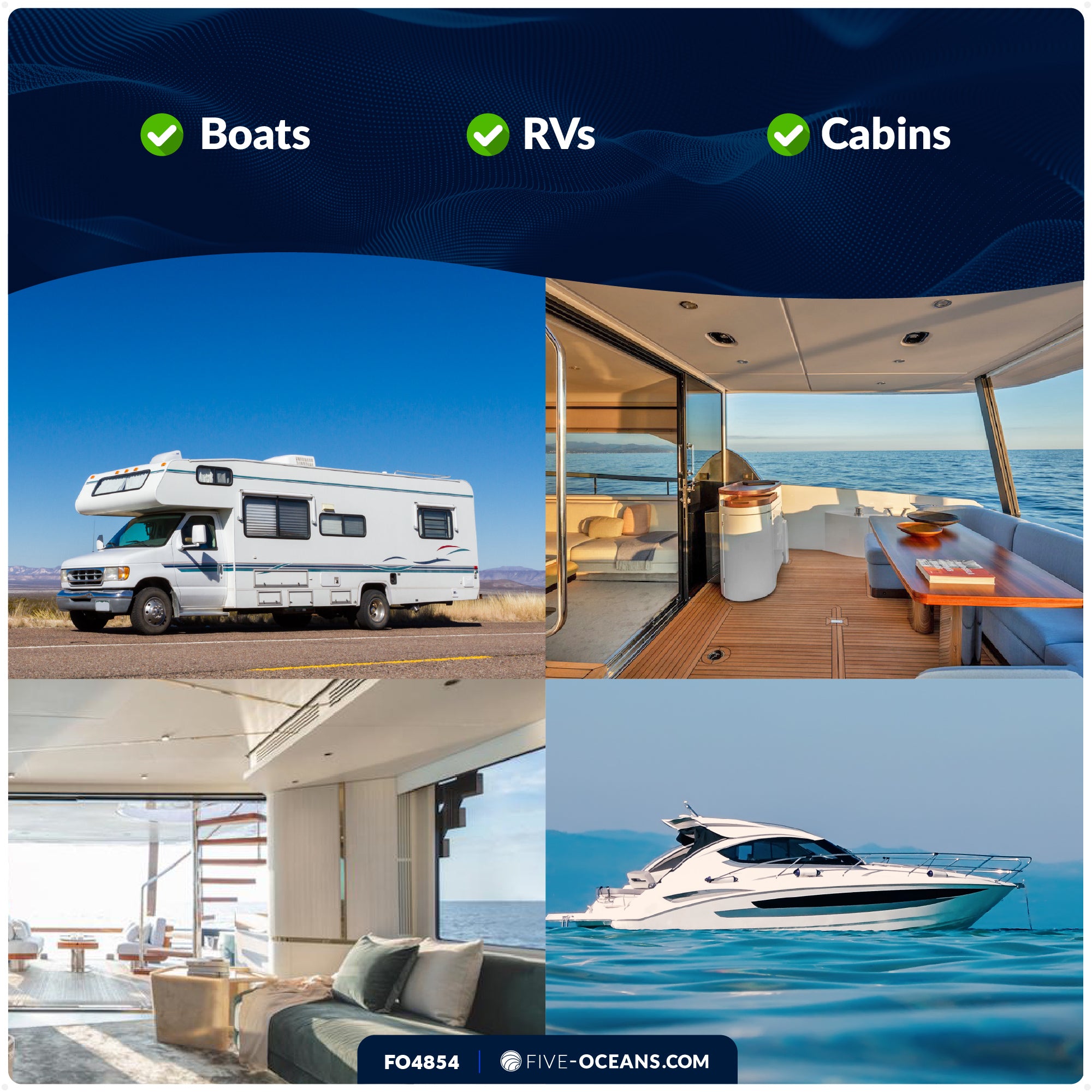 3-3/4" Surface-Mount LED Slim Dome / Ceiling Light, Warm White, Stainless Steel Housing, 12V - FO4854 - Five Oceans