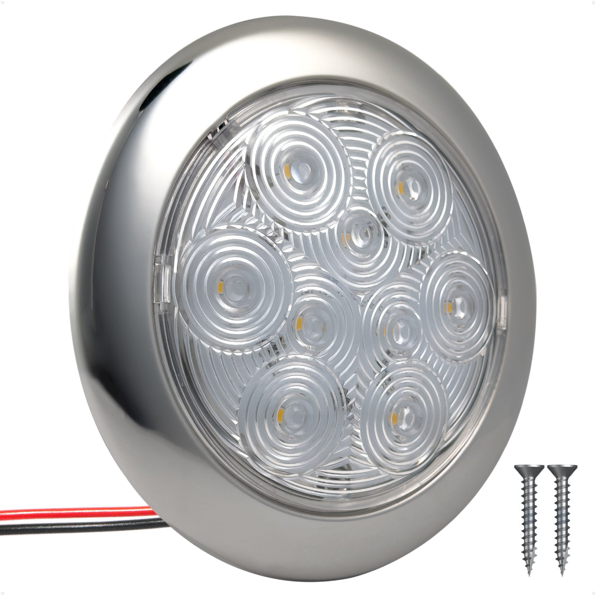 5-3/16" Surface-Mount LED Slim Dome / Ceiling Light, Warm White, Stainless Steel Housing, 12V - FO4856 - Five Oceans