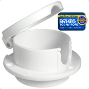 Rope Deck Pipe for Up to 7/8" Rope, White Polymer Fiber Reinforced with Snap-Down Cover - FO4858