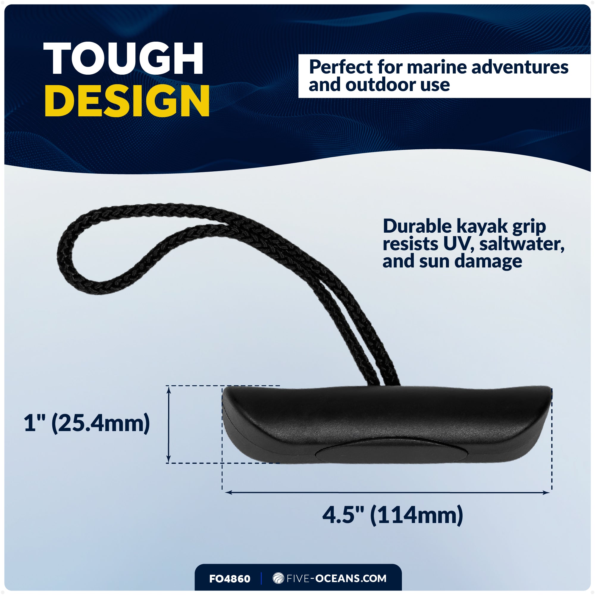 Kayak Handles with Cord, Black, 2-Pack - FO4860 - Five Oceans