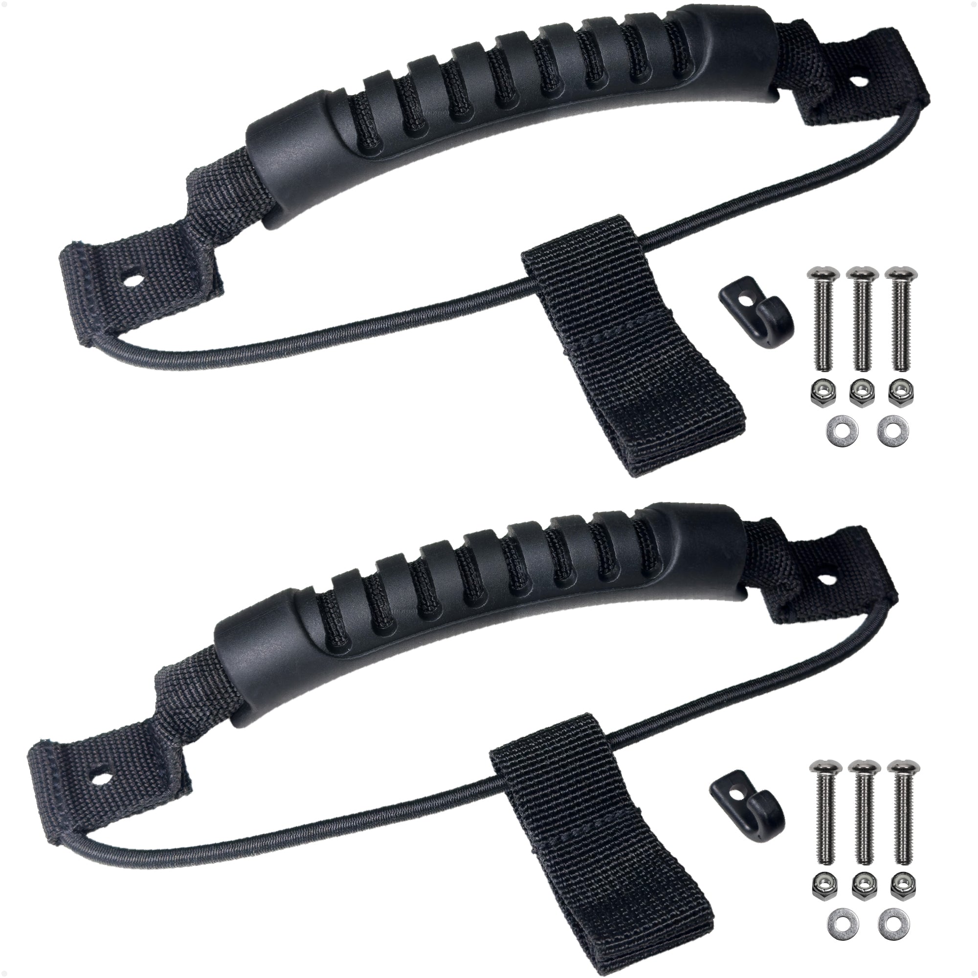 Kayak Side-Mount Handles with Bungee Paddle / Hook Holder, Black, 2-Pack - FO4862 - Five Oceans