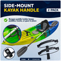 Kayak Side-Mount Handles with Bungee Paddle / Hook Holder, Black, 2-Pack - FO4862 - Five Oceans