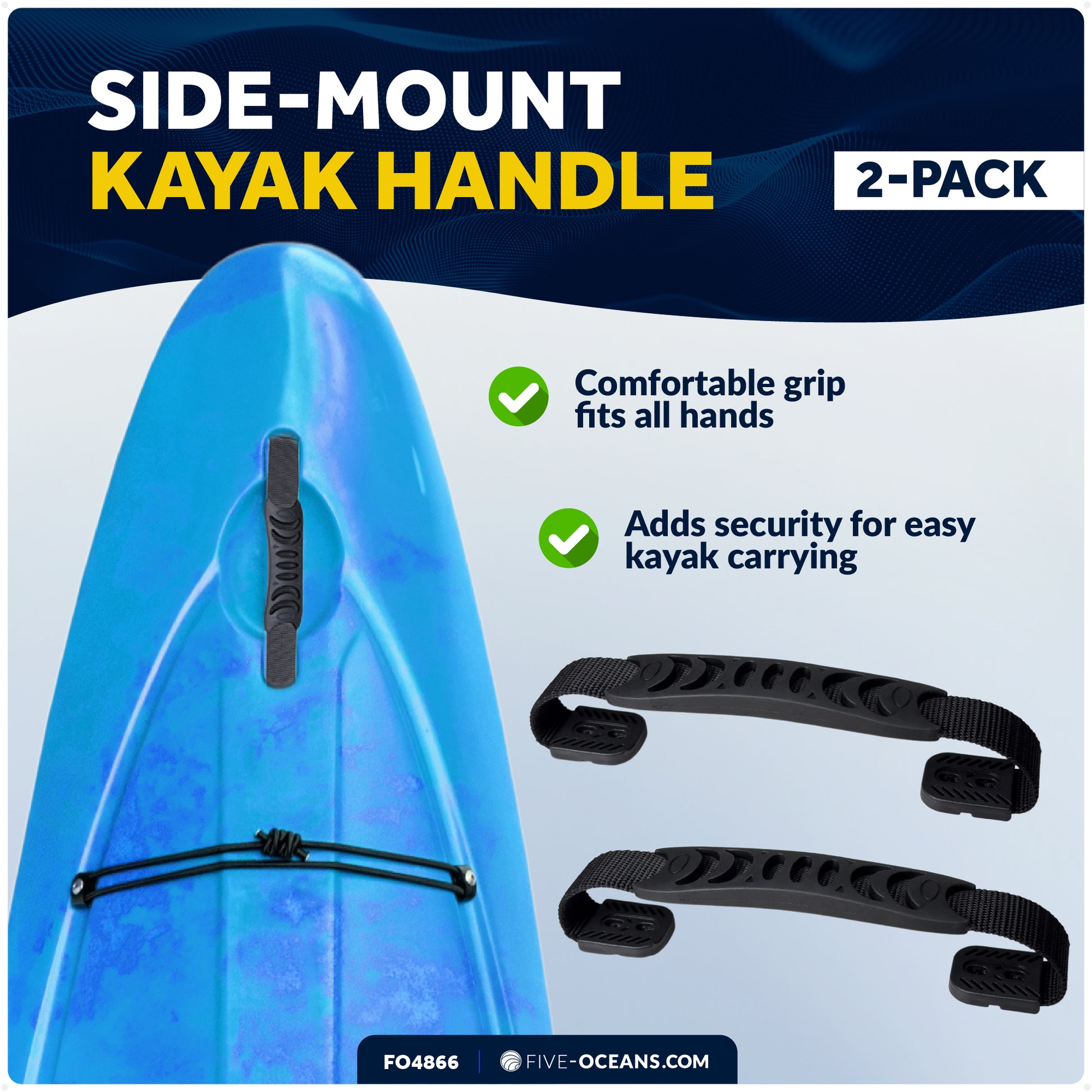 Side-Mount Kayak Handles, Black - 2-Pack - FO4866 - Five Oceans