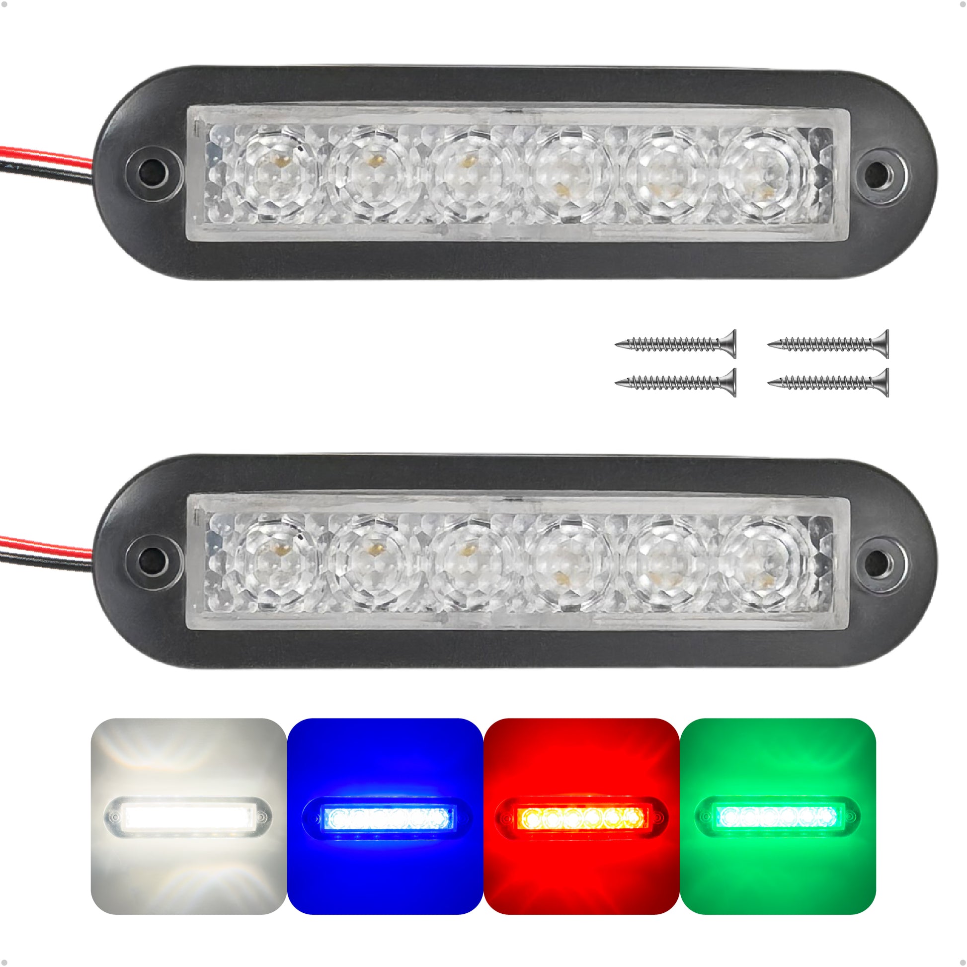 4" RGBW LED Interior Strip Lights, IP67 Waterproof, 12V - Flush Mount - 2-Pack - FO4868 - Five Oceans