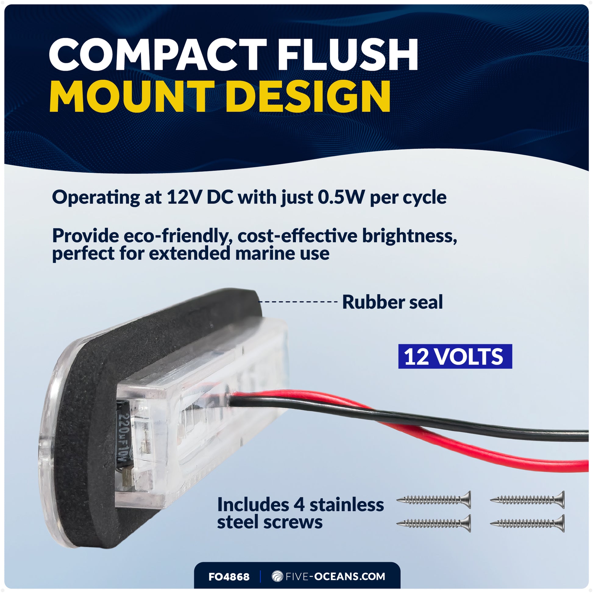 4" RGBW LED Interior Strip Lights, IP67 Waterproof, 12V - Flush Mount - 2-Pack - FO4868 - Five Oceans