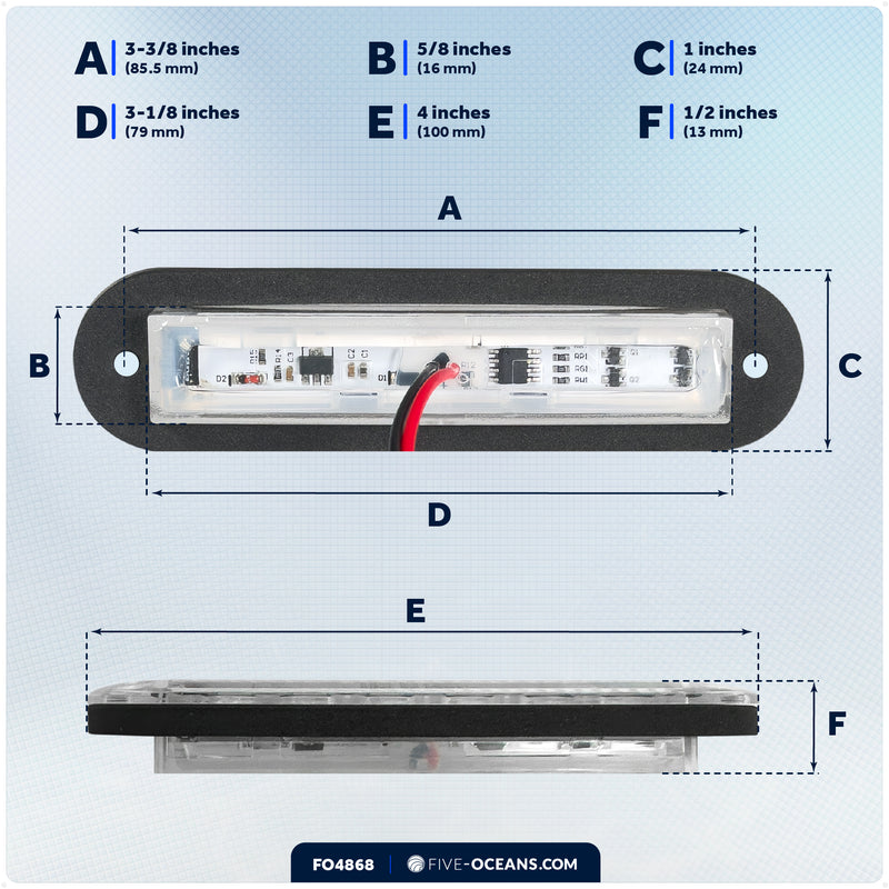 4" RGBW LED Recessed Strip Lights with Internal Driver, 12V, 2-Pack - FO4868 - Five Oceans
