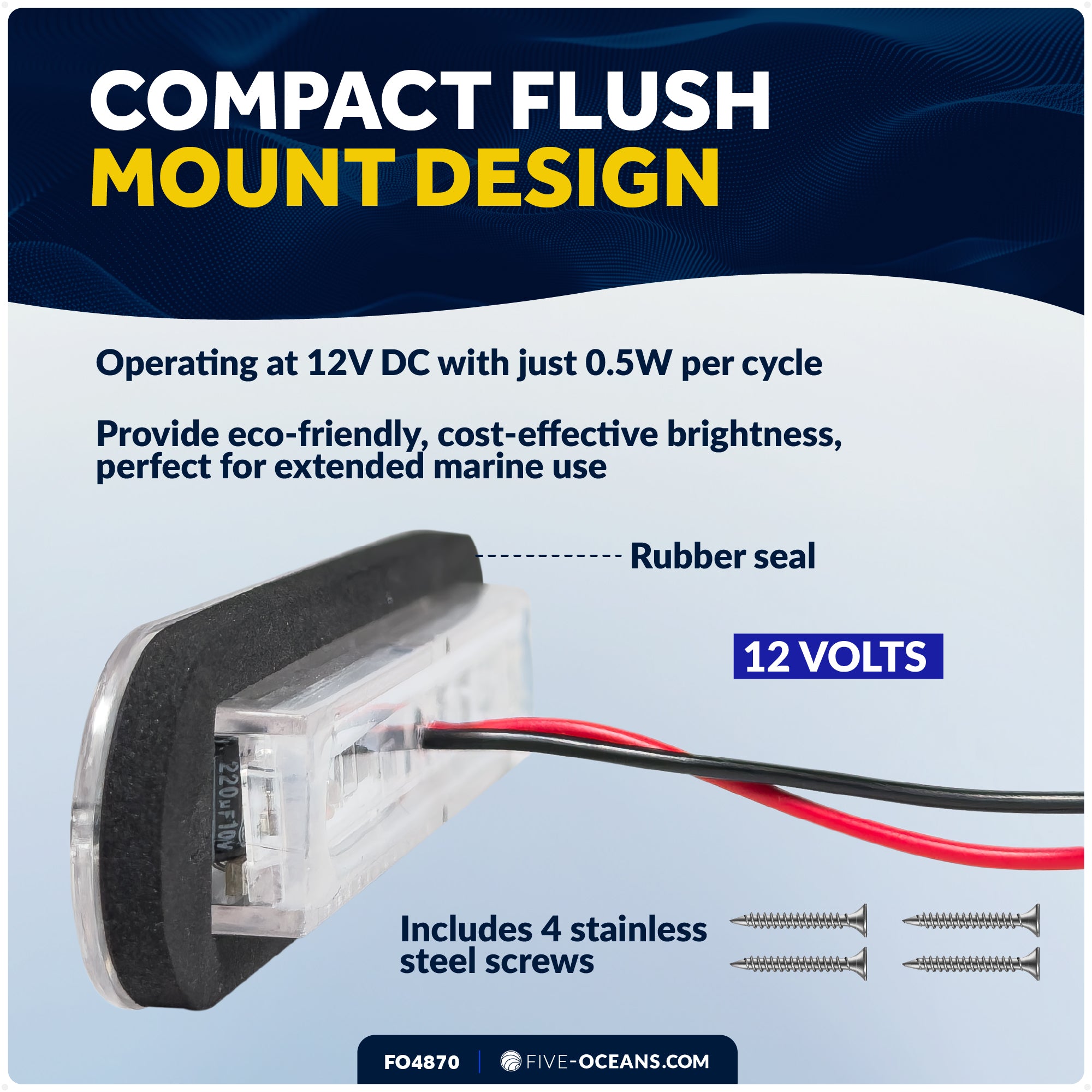8" RGBW LED Interior Strip Lights, IP67 Waterproof, 12V - Flush Mount - 2-Pack - FO4870 - Five Oceans