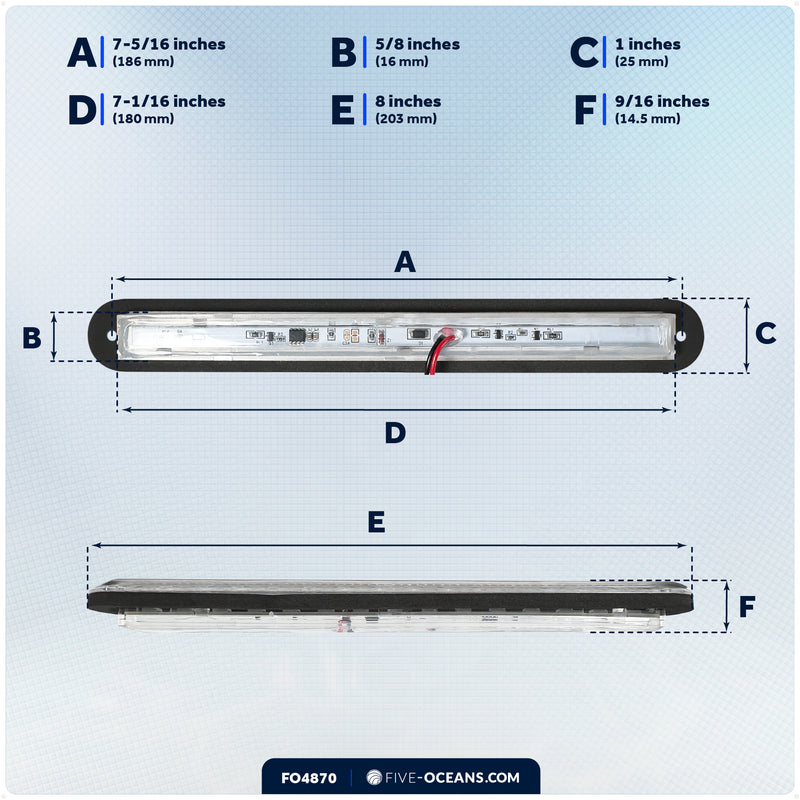 8" RGBW LED Recessed Strip Lights with Internal Driver, 12V, 2-Pack - FO4870 - Five Oceans