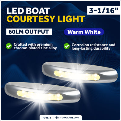 3" LED Surface-Mount Courtesy Light, Warm White, 12V, 2-Pack - FO4872 - Five Oceans