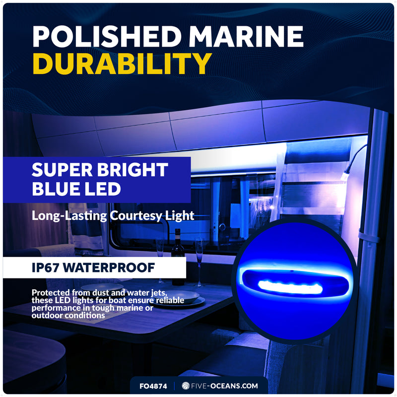 3" LED Surface-Mount Courtesy Light, Blue, 12V, 2-Pack - FO4874 - Five Oceans