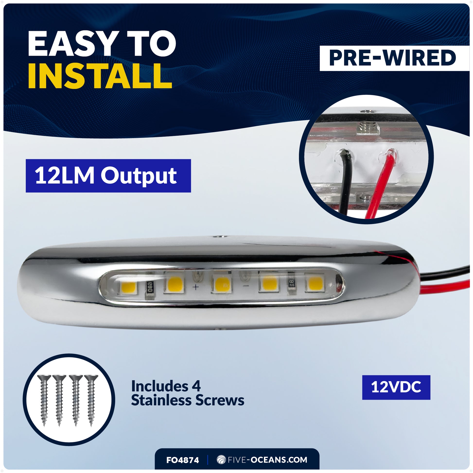3" LED Surface-Mount Courtesy Light, Blue, 12V, 2-Pack - FO4874 - Five Oceans