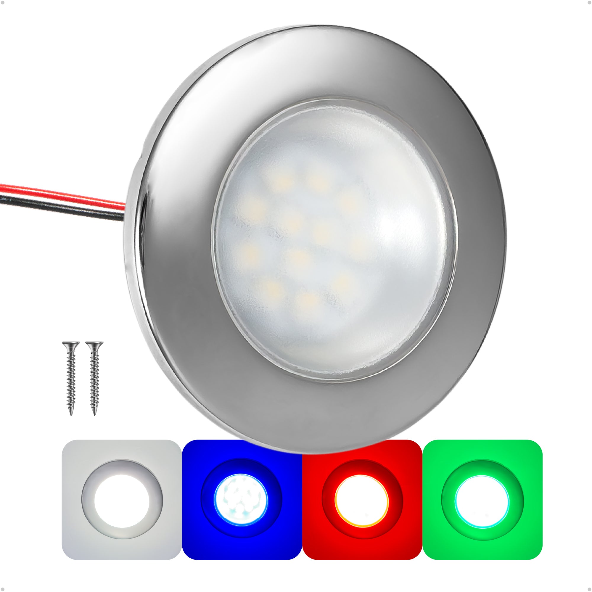 RGBW LED Interior Dome Ceiling Light, 2-3/4" Round, IP67 Waterproof, 12V - FO4876 - Five Oceans