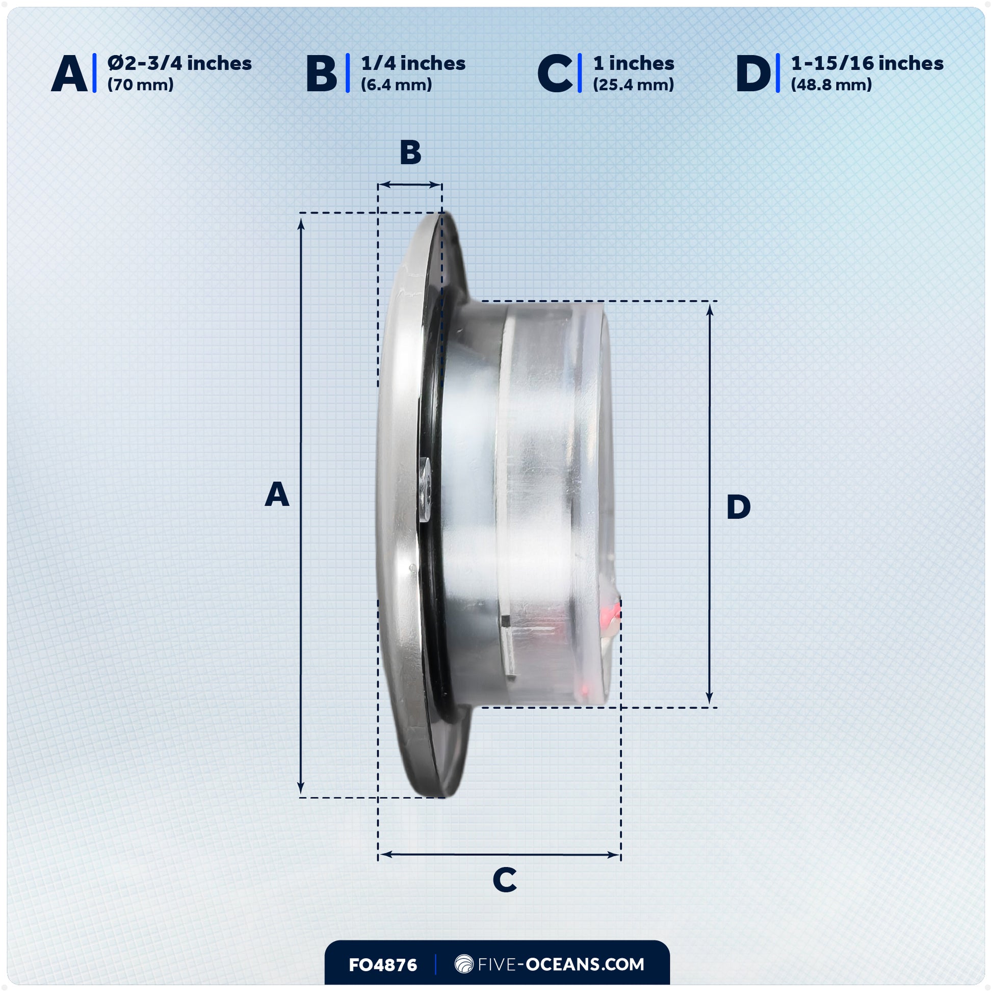 RGBW LED Interior Dome Ceiling Light, 2-3/4" Round, IP67 Waterproof, 12V - FO4876 - Five Oceans