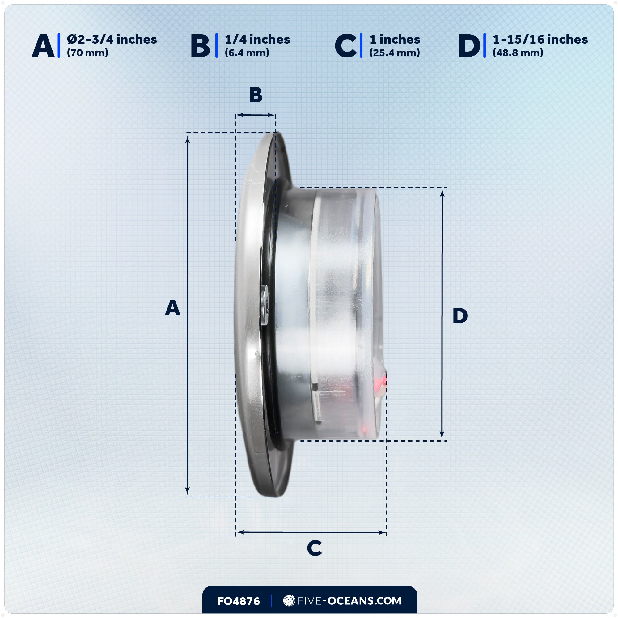 RGBW LED Interior Dome Ceiling Light, 2-3/4" Round, IP67 Waterproof, 12V - FO4876 - Five Oceans