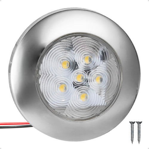 2-3/4" Surface-Mount LED Slim Dome / Ceiling Light, Daylight White, Stainless Steel Housing, 12V