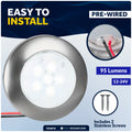 2-3/4" Surface-Mount LED Slim Dome / Ceiling Light, Daylight White, Stainless Steel Housing, 12V - FO4878 - Five Oceans