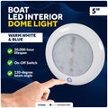 5" Surface-Mount LED Slim Dome / Ceiling Light, Warm White & Blue, 12V - FO4880 - Five Oceans