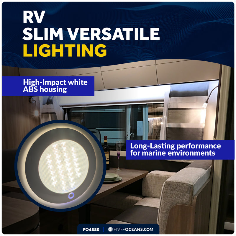 5" Surface-Mount LED Slim Dome / Ceiling Light, Warm White & Blue, 12V - FO4880 - Five Oceans