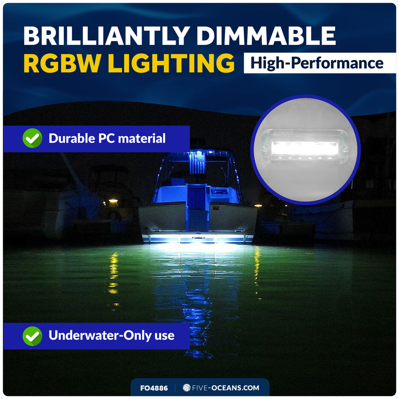 RGBW Underwater Light, Dimmable, 12V DC, 2-Pack - FO4886 - Five Oceans
