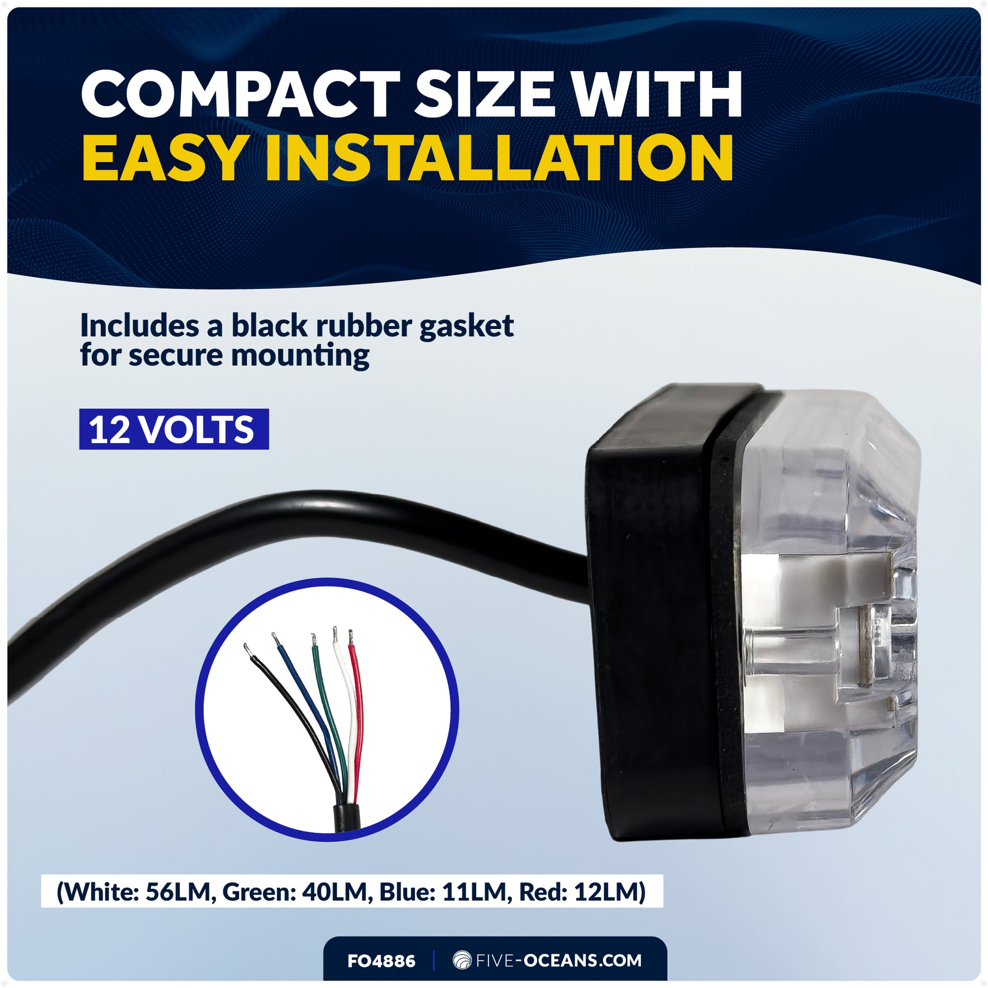 RGBW Underwater Light, IP68 Waterproof, Dimmable, 12V DC, 2-Pack - FO4886 - Five Oceans