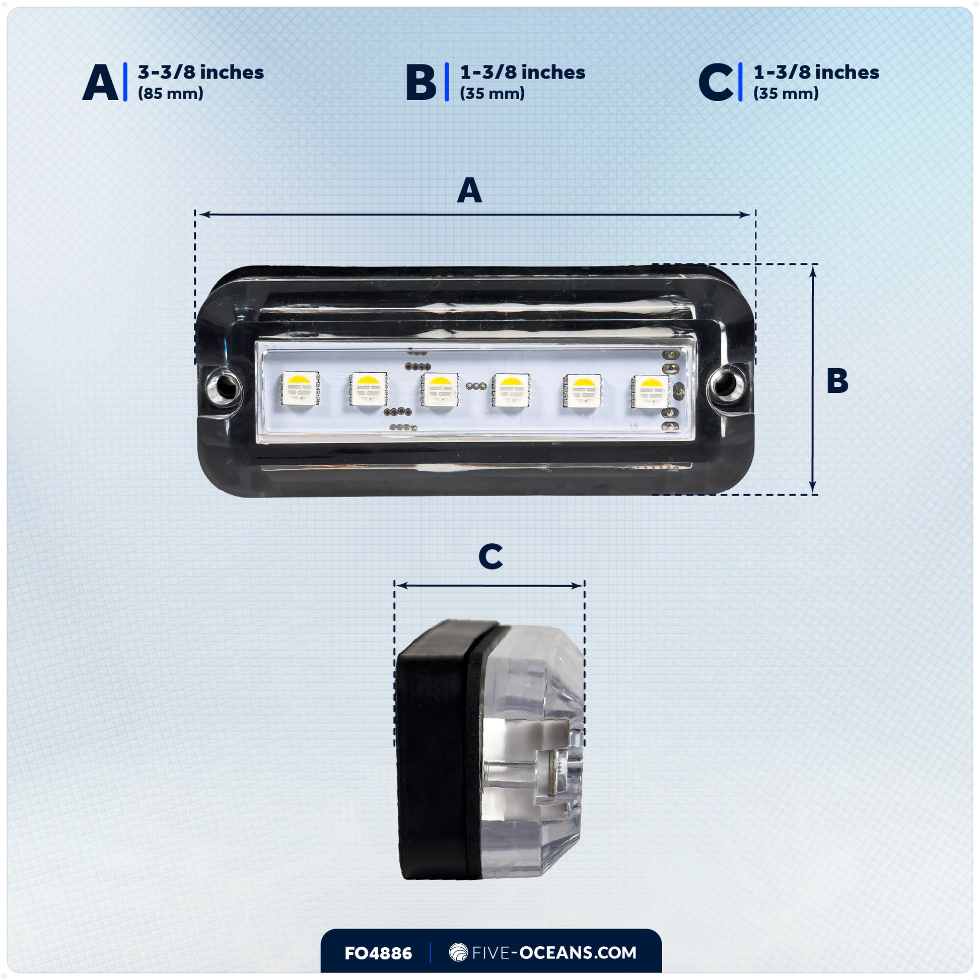 RGBW Underwater Light, IP68 Waterproof, Dimmable, 12V DC, 2-Pack - FO4886 - Five Oceans