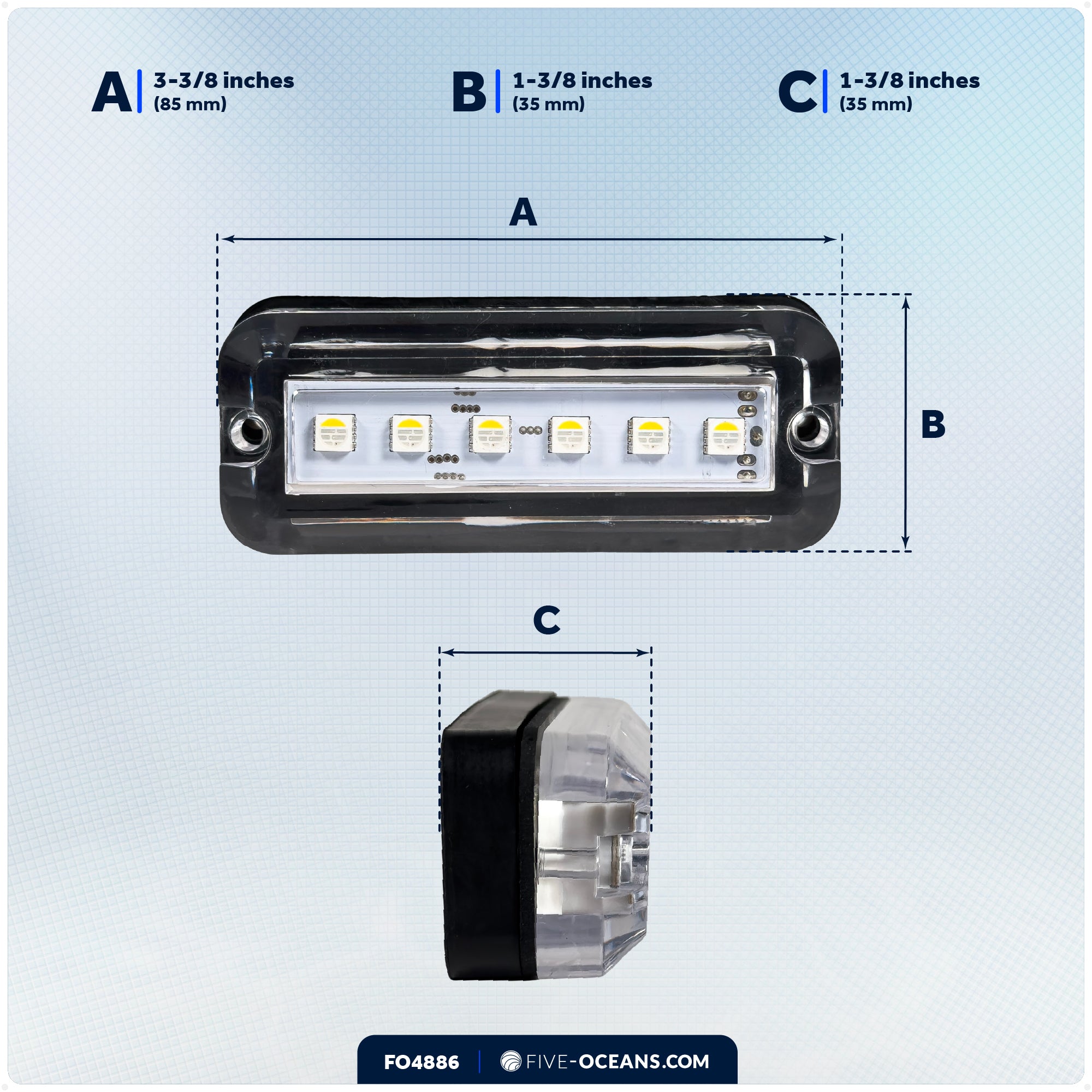 RGBW Underwater Light, IP68 Waterproof, Dimmable, 12V DC, 2-Pack - FO4886 - Five Oceans