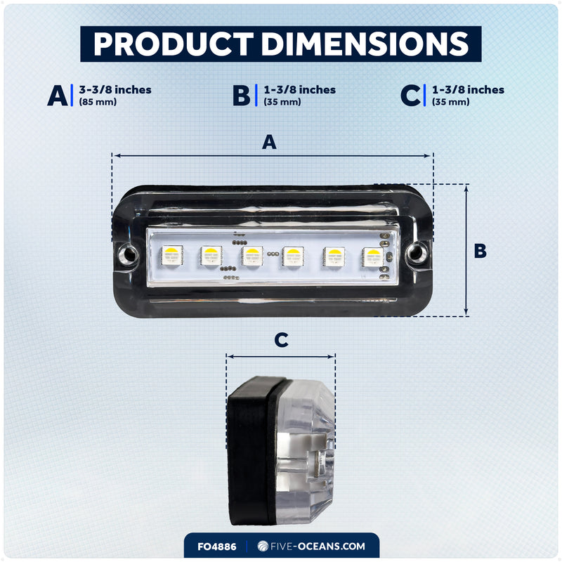 RGBW Underwater Light, Dimmable, 12V DC, 2-Pack - FO4886 - Five Oceans