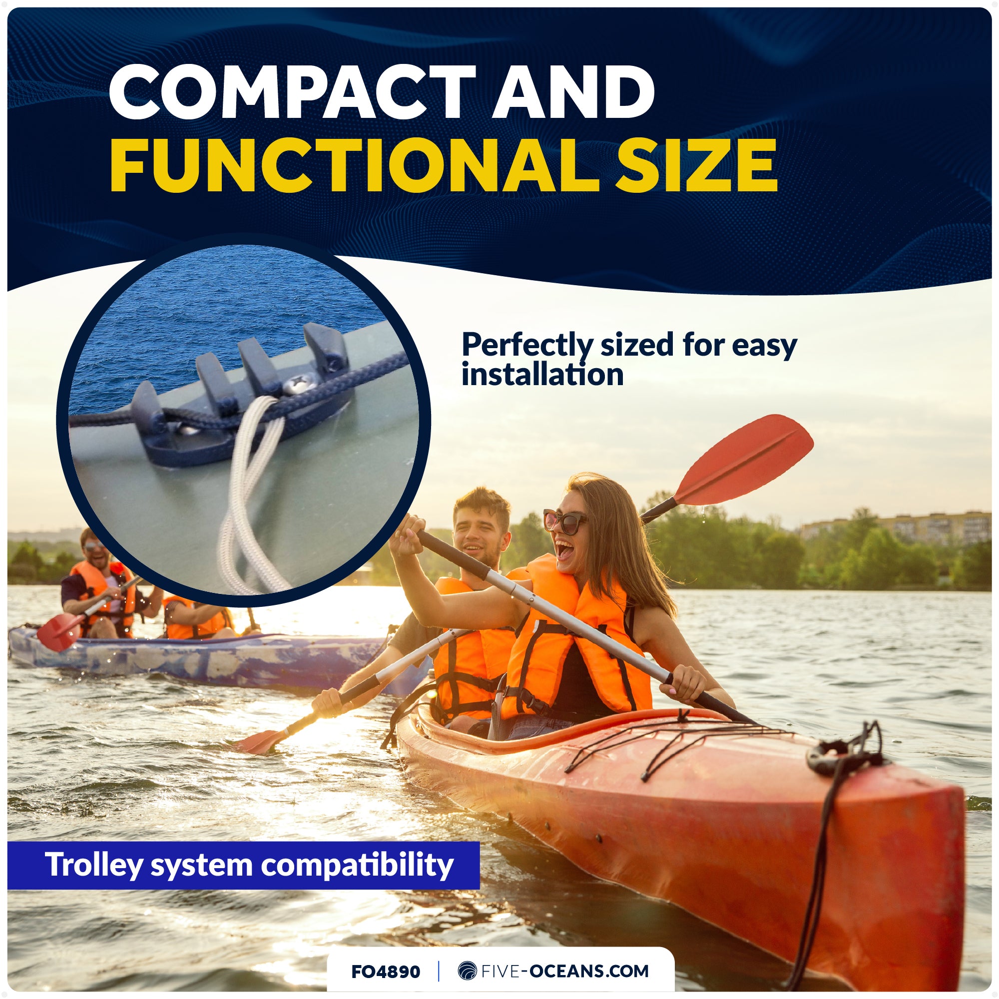 2-3/8" Kayak Zig Zag Anchor Cleat, Black Nylon, 2-Pack - FO4890 - Five Oceans