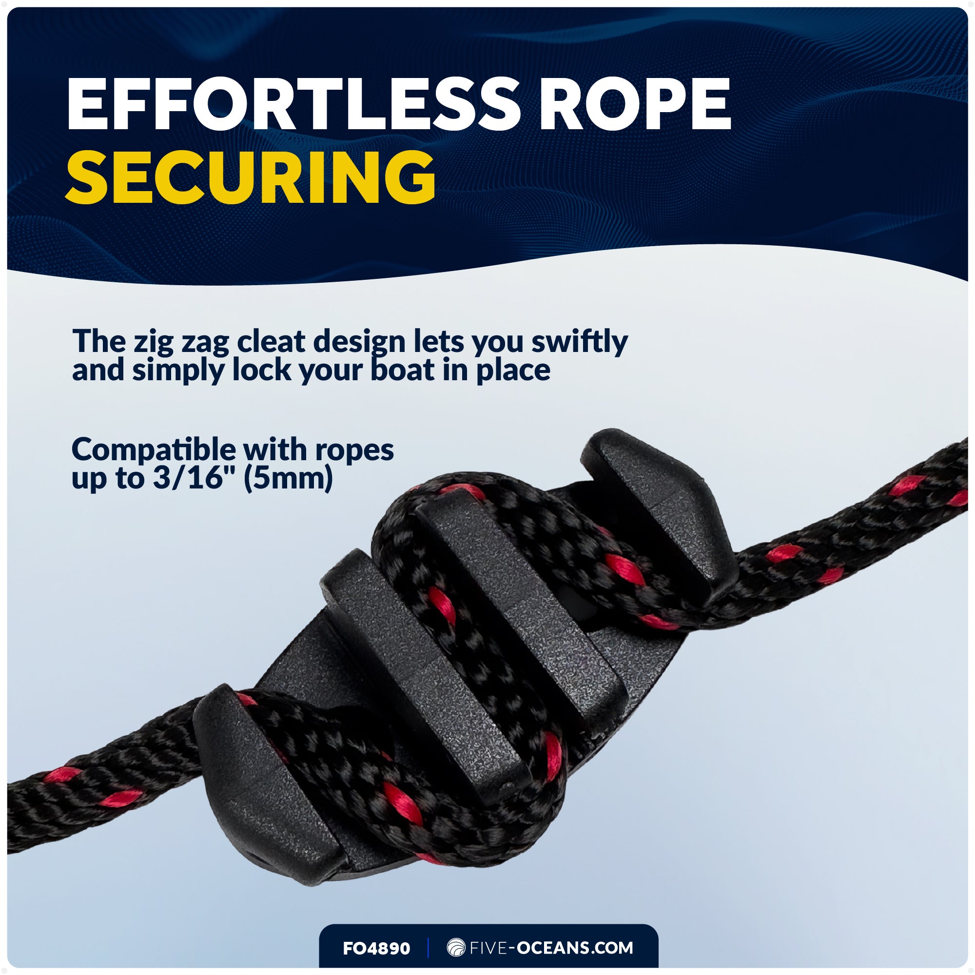 2-3/8" Kayak Zig Zag Anchor Cleat, Black Nylon, 2-Pack - FO4890 - Five Oceans