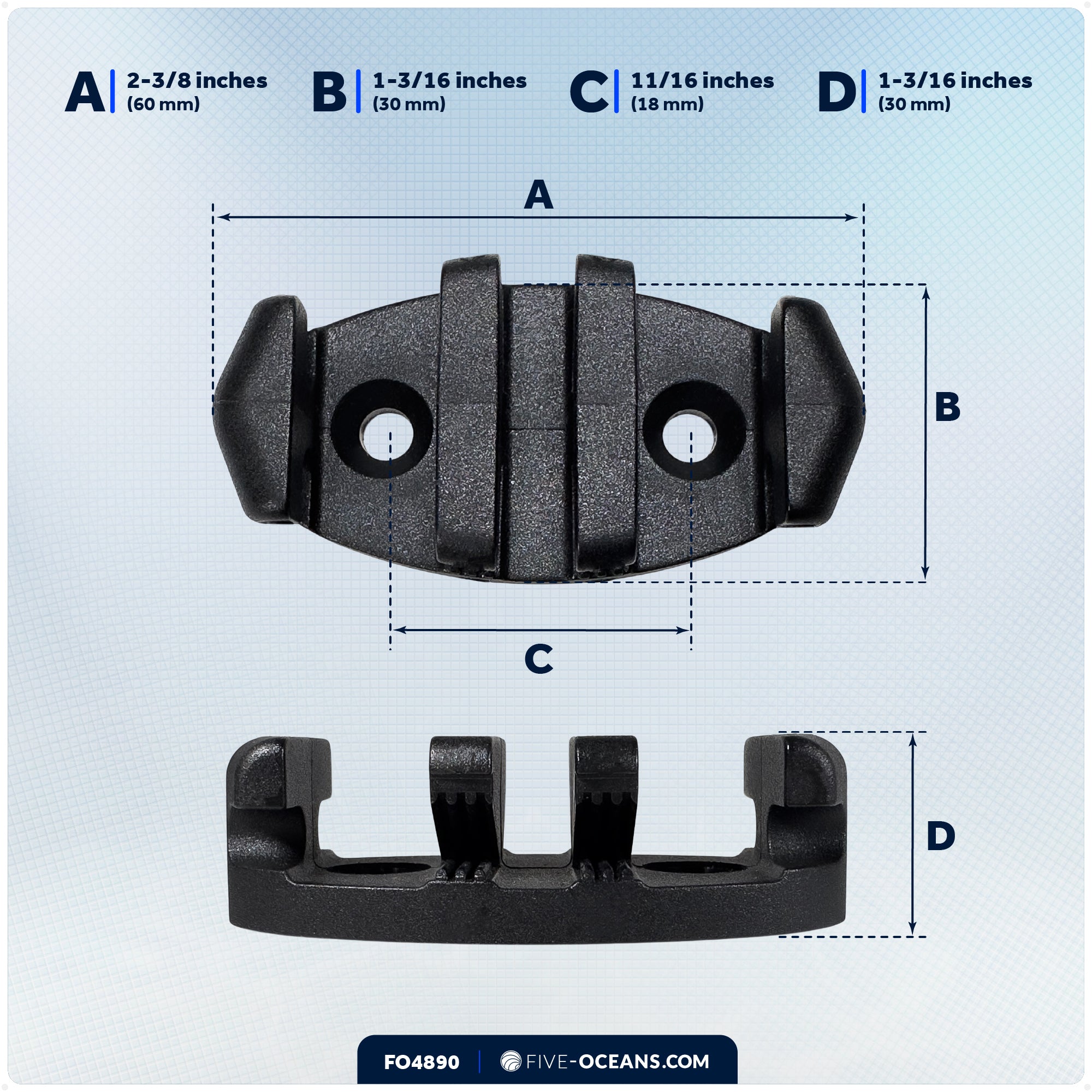 Zig Zag Anchor Cleat for Kayak, Dinghies & Small Boats, 2-Pack - FO4890 - Five Oceans
