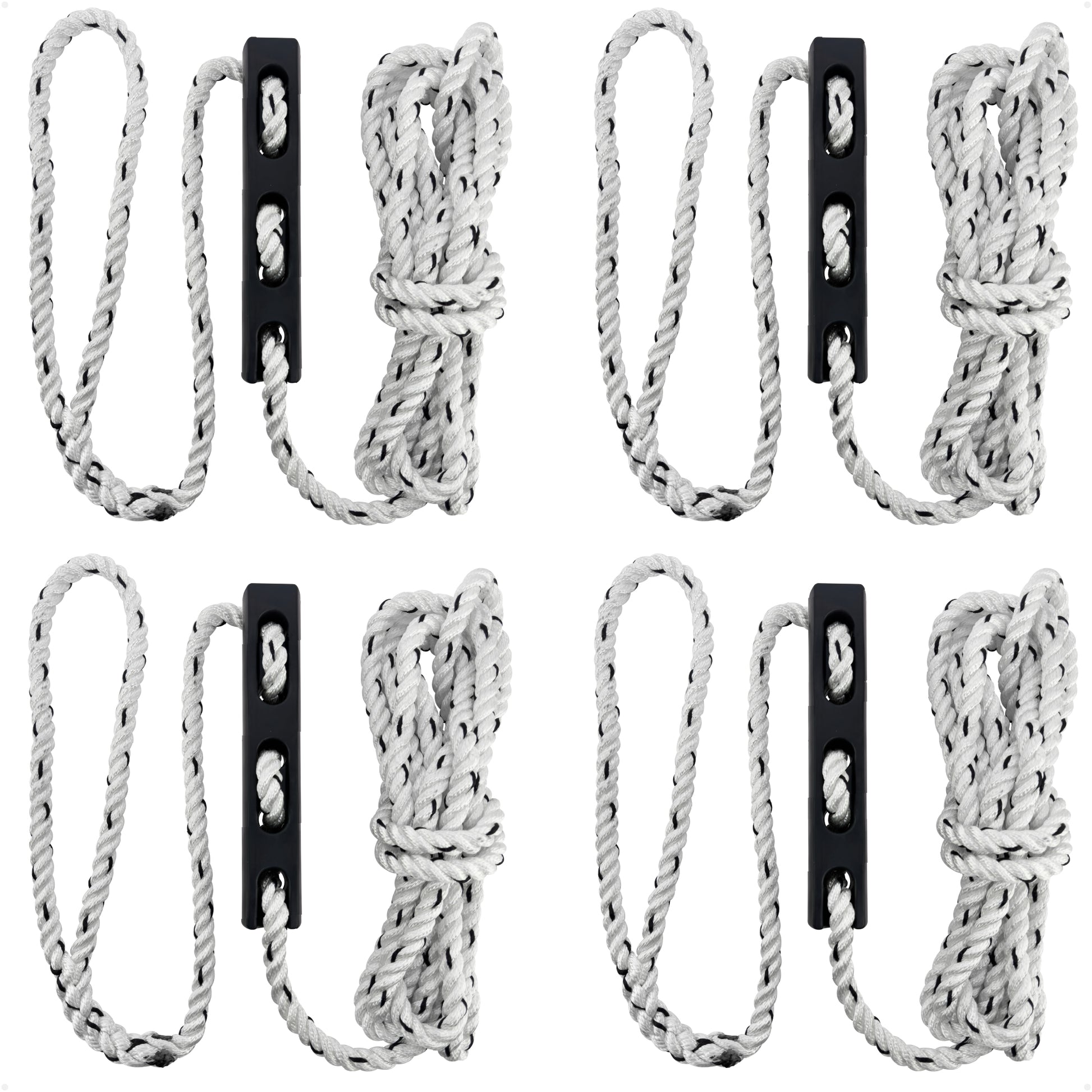 Boat Mooring Snubber Kit, 9/16" x 20' 3-Strand Ropes with 12" Eye Loop & EPDM Rubber Snubbers, 4-Pack - FO4894-4487-KIT - Five Oceans