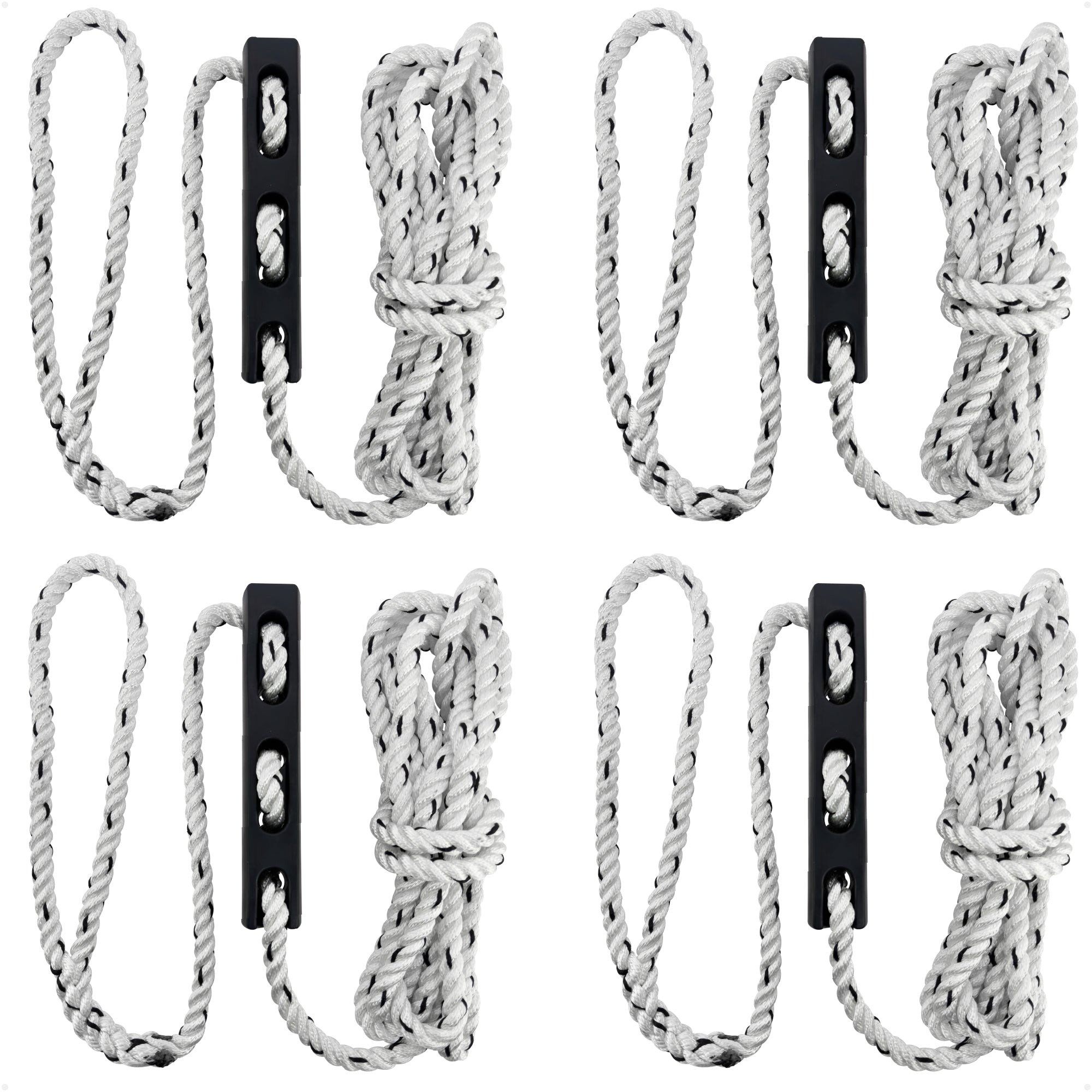 Boat Mooring Snubber Kit, 9/16" x 20' 3-Strand Ropes with 12" Eye Loop & EPDM Rubber Snubbers, 4-Pack - FO4894-4487-KIT