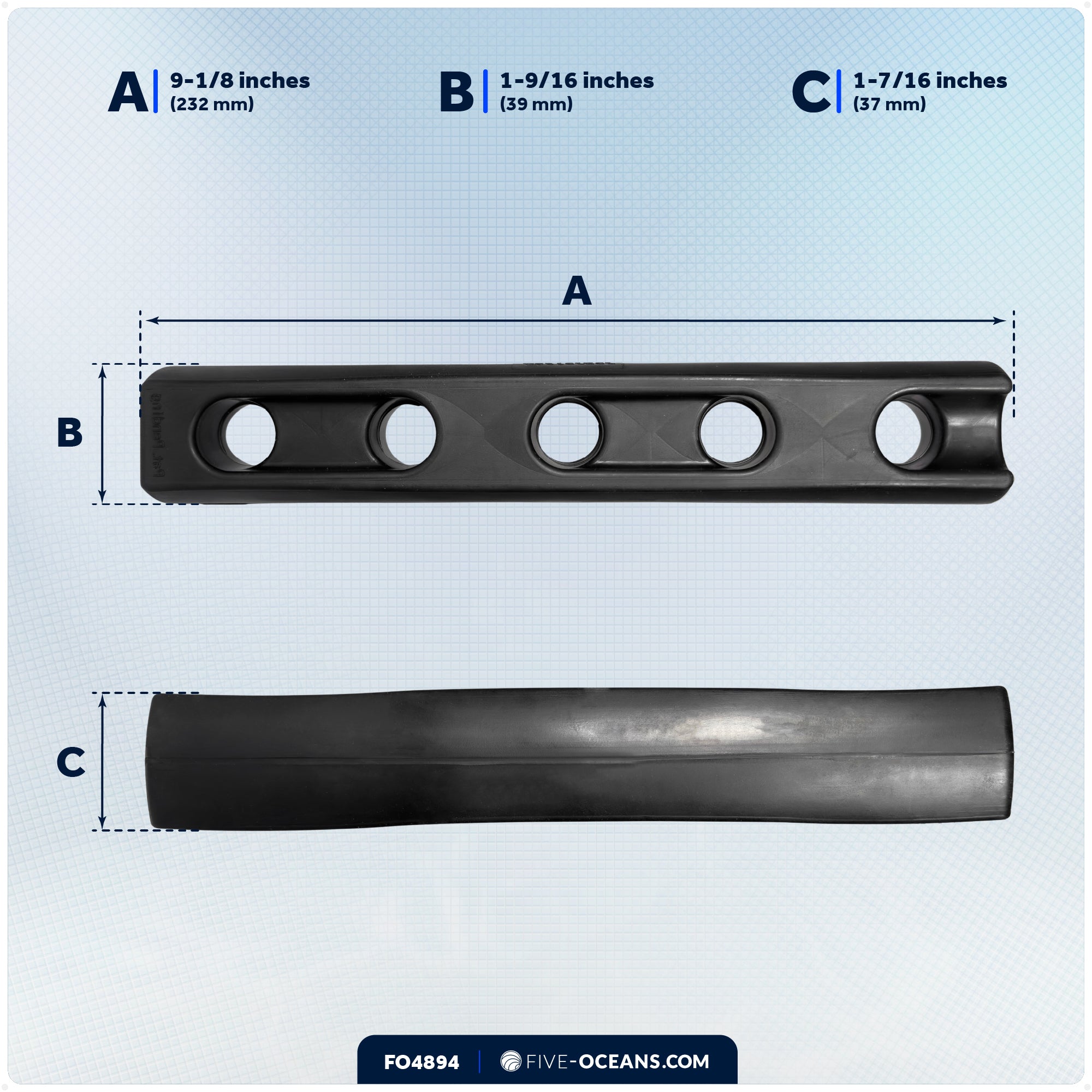 Mooring Snubber for Dock Lines, Fits 5/8" - 11/16" Rope, Rubber - FO4894 - Five Oceans