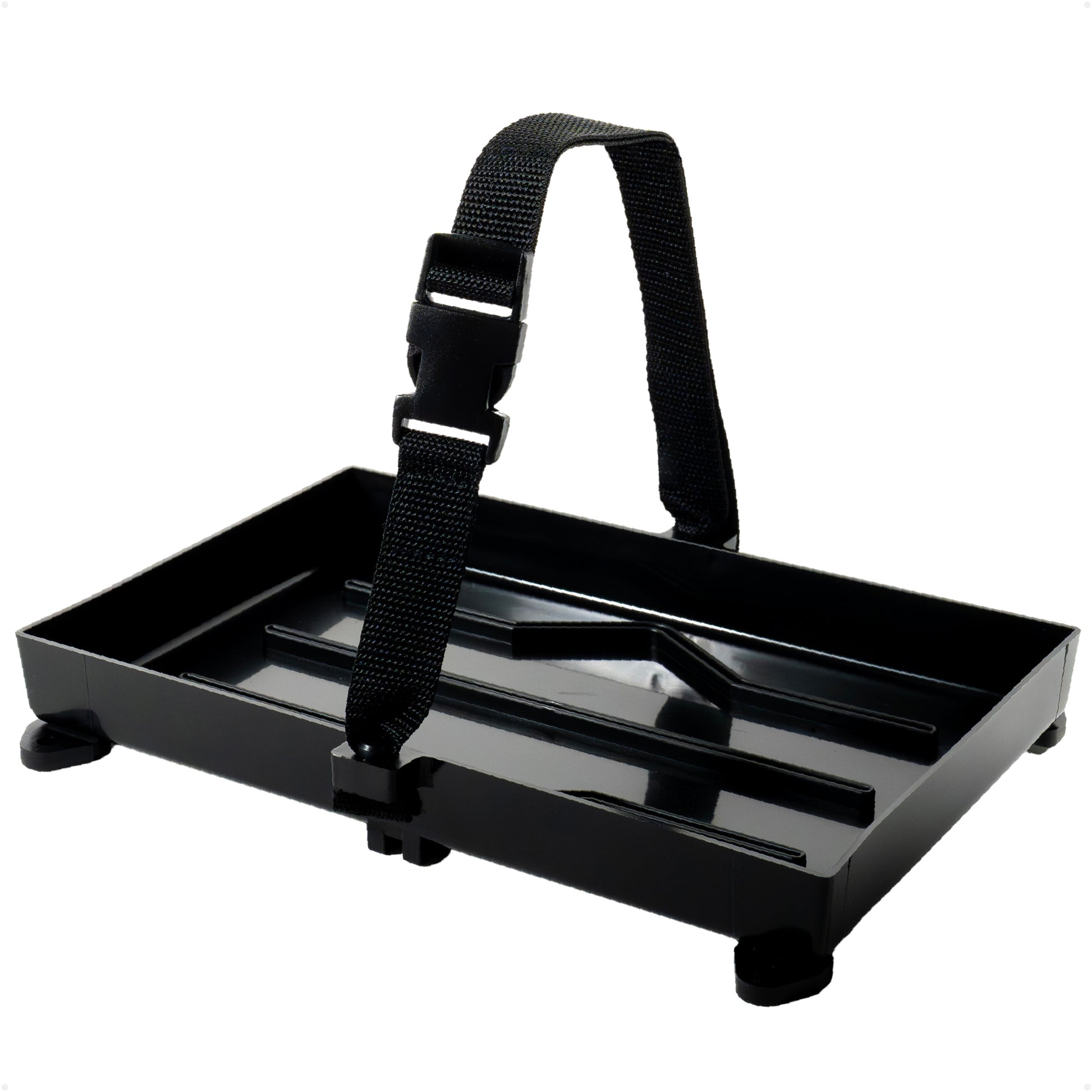 13" x 7" Group 27 Battery Tray with Hold-Down Strap, Black - FO4896 - Five Oceans