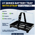 13" x 7" Group 27 Battery Tray with Hold-Down Strap, Black - FO4896 - Five Oceans
