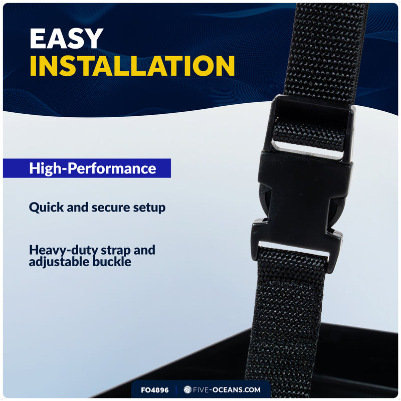 13" x 7" Group 27 Battery Tray with Hold-Down Strap, Black - FO4896 - Five Oceans