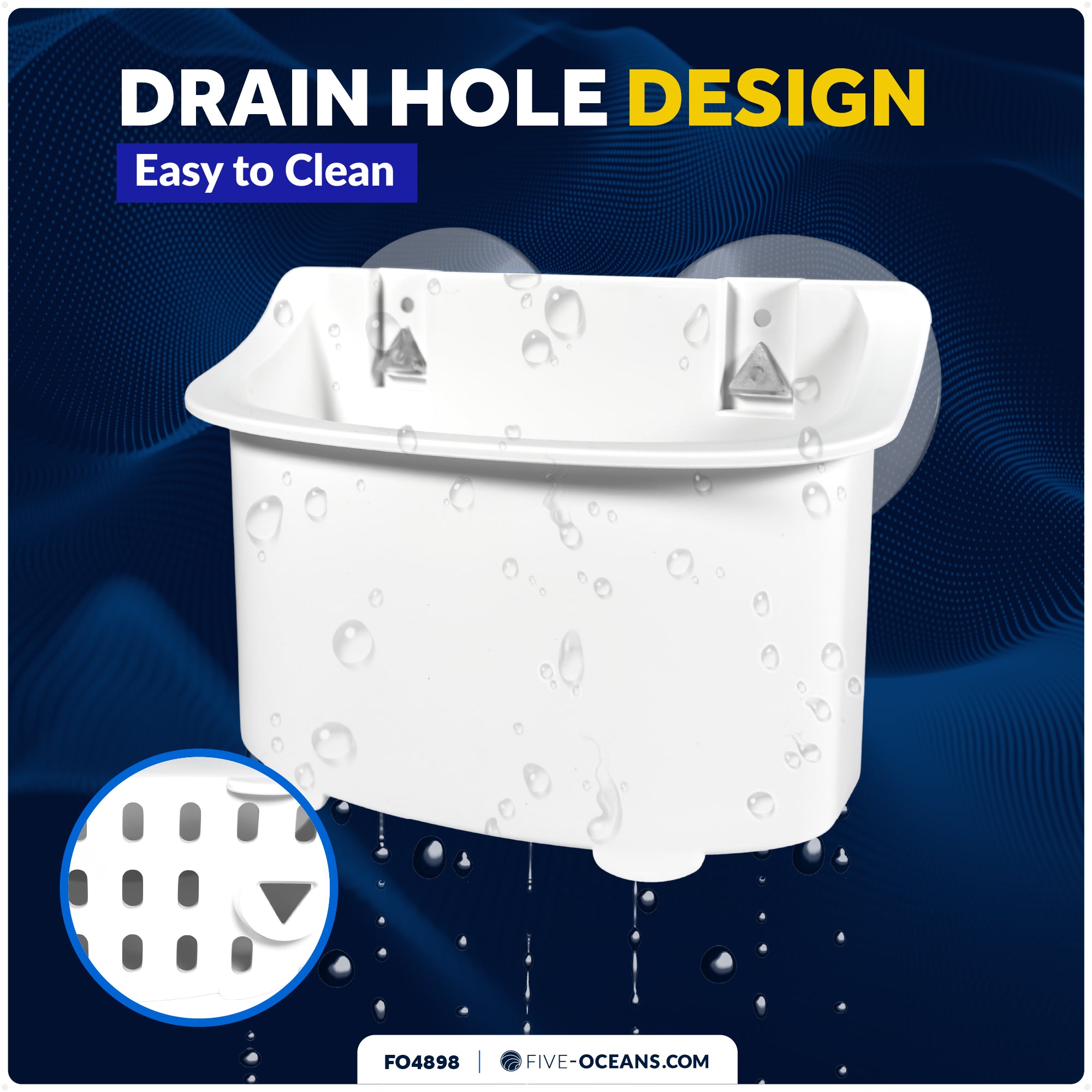 Boat Storage Caddy Organizer with Drainage, White - FO4898