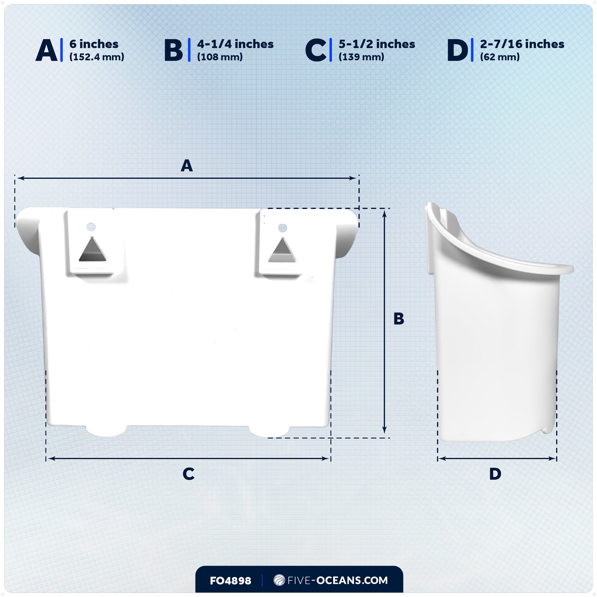Boat Storage Caddy Organizer with Drainage, White - FO4898 - Five Oceans