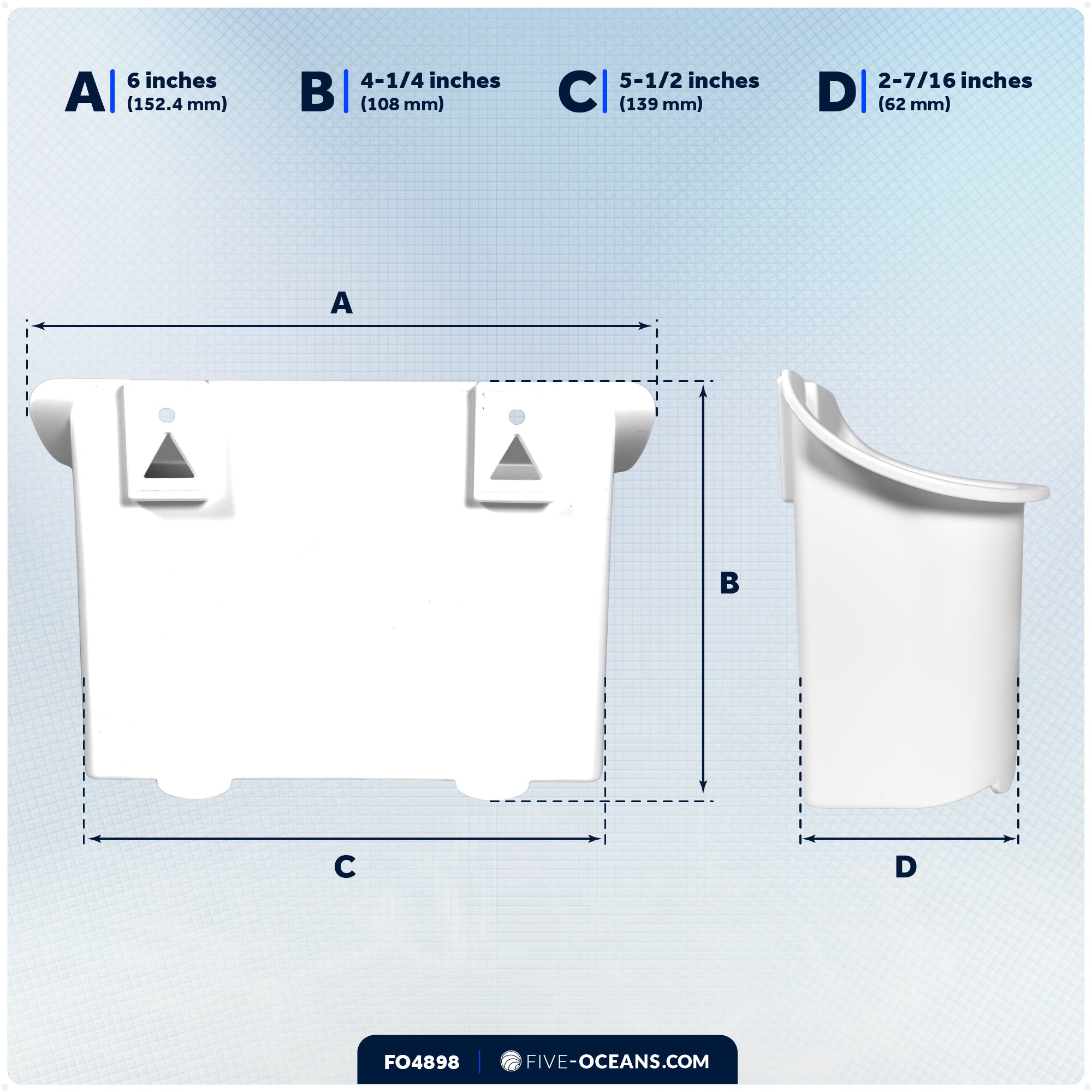 Boat Storage Caddy Organizer with Drainage, White - FO4898